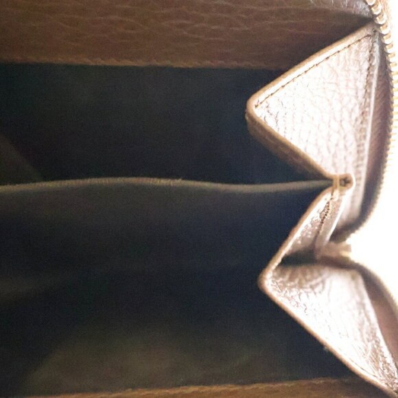 Gucci GG Canvas Zip Around Bifold Wallet Coin Wallet Brown Leather - Picture 5 of 6
